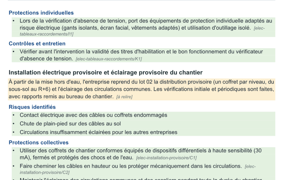 Page d'un exemplaire de relecture Word, avec les passages colorés selon leur provenance.